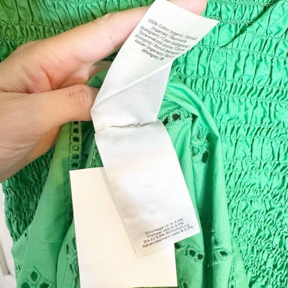 Ganni Broderie Anglaise Cotton Midi Dress in Kelly Green F7208 Women’s 38 / 8 US - Picture 16 of 16